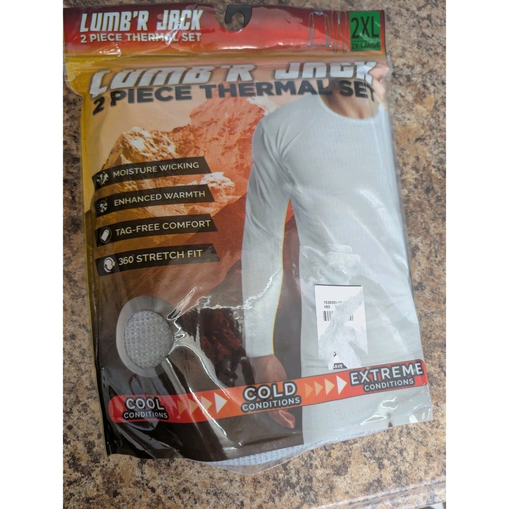 LUMB'R JACK Mens Thermal Base Layer 2-piece Set Long Johns Gray 2XL P0004